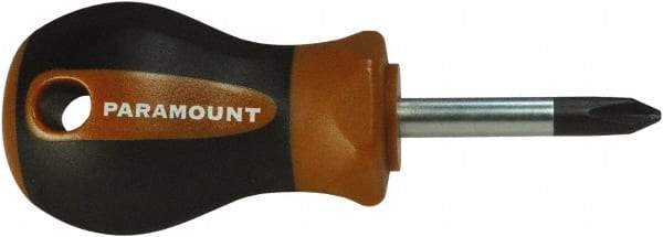 Paramount - #2, 3-3/4" OAL, Standard Phillips Screwdriver - 1-1/2" Blade Length, Round Shank, Ergonomic Handle - All Tool & Supply