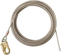 PRO-SAFE - 100' Long, 350 Lb Capacity, 1 Leg Locking Snap Hook Harness Lifeline - 5/16" Diam, Stainless Steel, Locking Snap Hook Anchorage Connection - All Tool & Supply