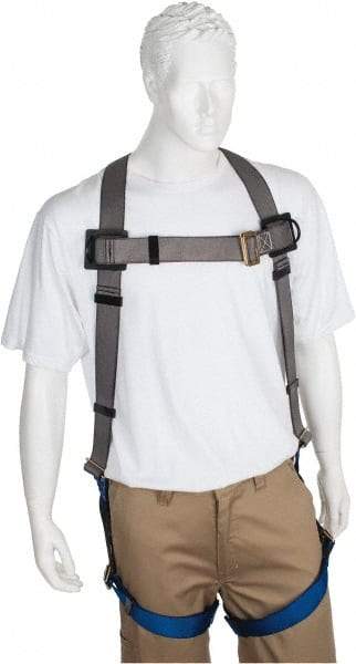 PRO-SAFE - 350 Lb Capacity, Size XXL, Full Body Premium Quick Connect Safety Harness - Polyester, Pass-Thru Leg Strap, Pass-Thru Chest Strap, Gray/Blue - All Tool & Supply