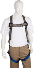 PRO-SAFE - 350 Lb Capacity, Size Universal, Full Body Premium Quick Connect Safety Harness - Polyester, Pass-Thru Leg Strap, Pass-Thru Chest Strap, Gray/Blue - All Tool & Supply