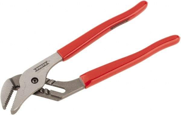 Proto - 10" OAL, 1-3/4" Max Capacity, 1-5/32" Jaw Length x 27/64" Jaw Width, 6 Position Gooseneck Tongue & Groove Pliers - Serrated Straight Jaws, Standard Head, Vinyl Handles - All Tool & Supply