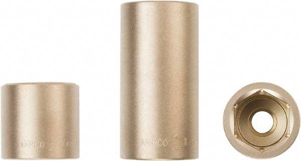 Ampco - 1/2" Drive, Standard Hand Socket - 6 Points, 1-3/16" OAL, Aluminum Bronze - All Tool & Supply