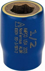 Ampco - 1/2", 3/8" Drive, Standard Hand Socket - 6 Points, 1-1/2" OAL, Aluminum Bronze - All Tool & Supply