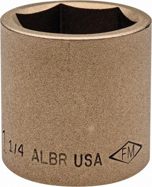 Ampco - 1-1/4", 1/2" Drive, Standard Hand Socket - 6 Points, 1-5/8" OAL, Aluminum Bronze - All Tool & Supply