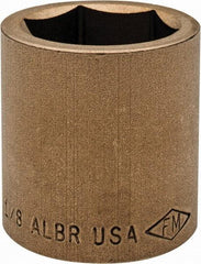 Ampco - 1-1/8", 1/2" Drive, Standard Hand Socket - 6 Points, 1-5/8" OAL, Aluminum Bronze - All Tool & Supply