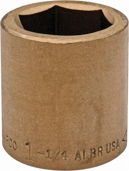 Ampco - 1-1/4", 3/4" Drive, Standard Hand Socket - 6 Points, 2" OAL, Aluminum Bronze - All Tool & Supply