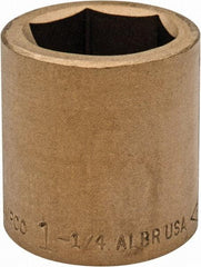 Ampco - 1-1/4", 3/4" Drive, Standard Hand Socket - 6 Points, 2" OAL, Aluminum Bronze - All Tool & Supply