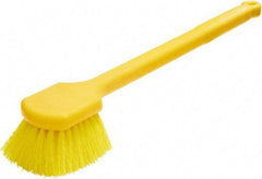 Rubbermaid - 2" Bristle Length, Synthetic Utility Scrub Brush - 20" OAL, Long Handle, Yellow, Plastic Block - All Tool & Supply