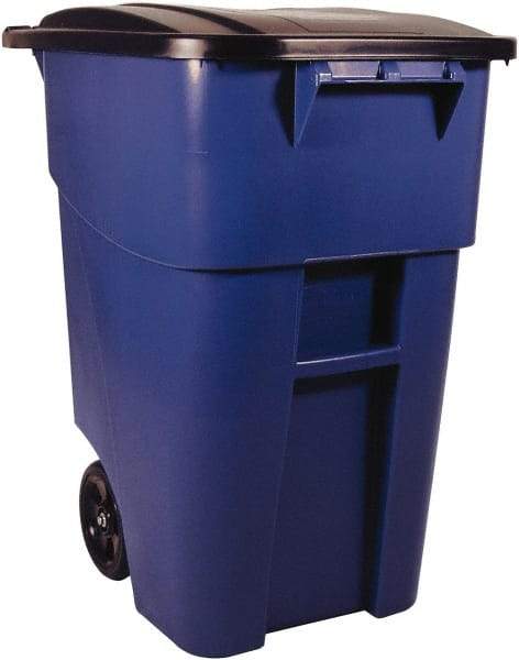 Rubbermaid - 50 Gal Blue Square Trash Can - Polyethylene, 36-1/2" High x 28-1/2" Long x 23.38" Wide - All Tool & Supply