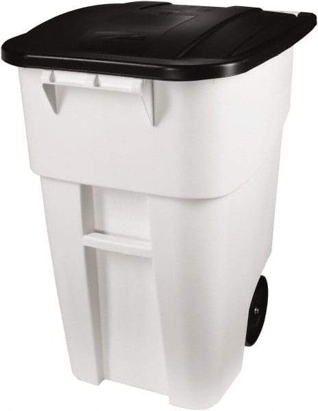 Rubbermaid - 50 Gal White Square Trash Can - Polyethylene, 36-1/2" High x 28-1/2" Long x 23.38" Wide - All Tool & Supply