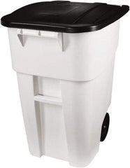 Rubbermaid - 50 Gal White Square Trash Can - Polyethylene, 36-1/2" High x 28-1/2" Long x 23.38" Wide - All Tool & Supply