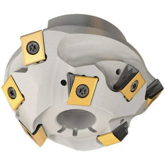 Iscar - 107.2mm Cut Diam, 32mm Arbor Hole, 16mm Max Depth of Cut, 30° Indexable Chamfer & Angle Face Mill - 9 Inserts, T490 LN.. Insert, Right Hand Cut, Through Coolant, Series Helitang - All Tool & Supply