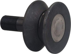 Accurate Bushing - 6-1/2" Roller Diam x 3" Width, 2" Stud Diam x 4-1/2" Length, V Guide Roller - Carbon Steel, 2-1/2" Thread Length, 2-12 Thread, 7-1/2" OAL, 35,800 Lb Dynamic Cap, 40,000 Lb Static Cap - All Tool & Supply