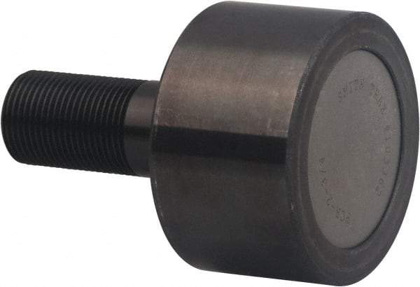 Accurate Bushing - 40mm Roller Diam x 30mm Width, 14mm Stud Diam x 40mm Length, Plain Stud Load Runner - Carbon Steel, 26mm Thread Length, M1.4 x 0.2 Thread, 70mm OAL, 12,200 N Dynamic Cap, 4,900 N Static Cap - All Tool & Supply