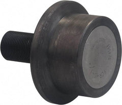 Accurate Bushing - 4-1/2" Roller Diam x 2" Width, 1-1/4" Stud Diam x 2-3/4" Length, Flanged Load Roller - Carbon Steel, 1-3/4" Thread Length, 1-1/4-12 Thread, 4-3/4" OAL, 14,300 Lb Dynamic Cap, 16,000 Lb Static Cap - All Tool & Supply