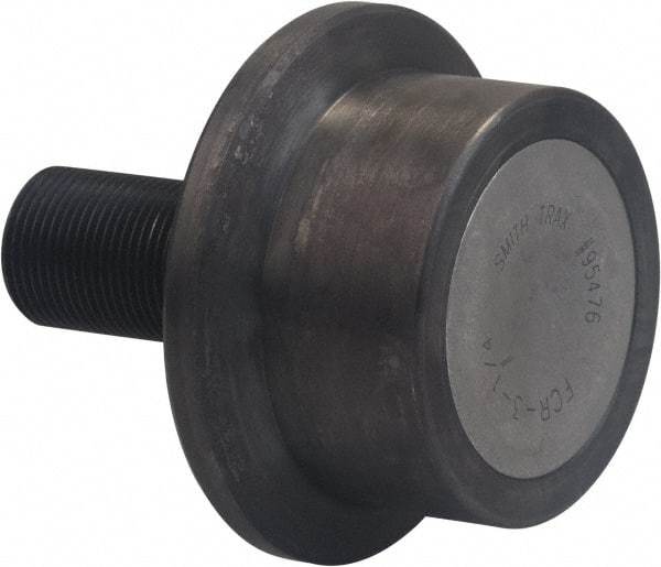 Accurate Bushing - 5" Roller Diam x 3" Width, 2" Stud Diam x 4-1/2" Length, Flanged Load Roller - Carbon Steel, 2-1/2" Thread Length, 2-12 Thread, 7-1/2" OAL, 35,800 Lb Dynamic Cap, 40,000 Lb Static Cap - All Tool & Supply