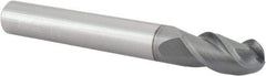 Accupro - 1/2" Diam, 1" LOC, 3 Flute Solid Carbide Ball End Mill - nACRo Finish, Single End, 4" OAL, 1/2" Shank Diam, Spiral Flute - All Tool & Supply