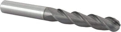 Accupro - 7/16" Diam, 2" LOC, 3 Flute Solid Carbide Ball End Mill - nACRo Finish, Single End, 4" OAL, 7/16" Shank Diam, Spiral Flute - All Tool & Supply