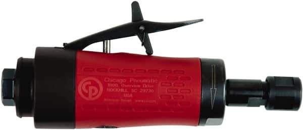 Chicago Pneumatic - 1/4" Collet, Straight Handle, Air Angle Die Grinder - 30,000 RPM, Rear Exhaust, 19 CFM, 0.4 hp, 90 psi, 6.35mm Inlet - All Tool & Supply