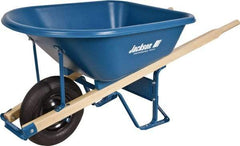 Jackson Professional Tools - 5.75 Cu Ft Capacity Wheelbarrow with 16" Pneumatic Wheel - Wood Handle, 59-1/4" Long x 29-1/2" Wide x 27-1/4" High, Blue - All Tool & Supply