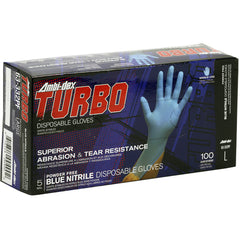 ‎63-332PF/XS Disposable Gloves - Ambi-Dex Turbo Disposable Nitrile - 5 mil Blue - Powder Free - Text Grip