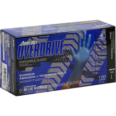 ‎63-336/L Disposable Gloves - Ambi-Dex Overdrive Disposable Nitrile - 6 mil Blue - Powdered - Text - Exact Industrial Supply