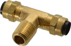 Parker - 3/8" OD, Brass Male Branch Tee - 150 Max Working psi, 0 to 150°F, Comp x Comp x MNPT Ends - All Tool & Supply