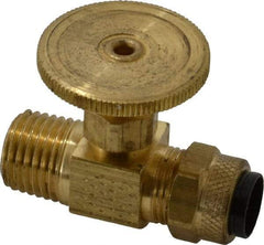 Parker - 3/8 x 1/4" Pipe, Inline Needle Valve - Poly-Tite x MNPTF Ends, Brass Valve, 150 Max psi - All Tool & Supply