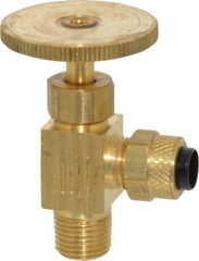 Parker - 1/4 x 1/8" Pipe, Angled Needle Valve - Poly-Tite x MNPTF Ends, Brass Valve, 150 Max psi - All Tool & Supply