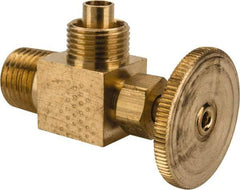 Parker - 3/8 x 1/4" Pipe, Angled Needle Valve - Poly-Tite x MNPTF Ends, Brass Valve, 150 Max psi - All Tool & Supply