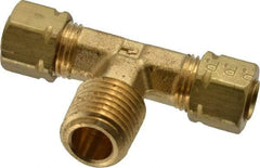 Parker - 1/4" OD, Brass Male Branch Tee - 1,400 Max Working psi, -65 to 250°F, Comp x Comp x MNPT Ends - All Tool & Supply