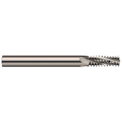 Helical Flute Thread Mill: Internal & External, 4 Flute, 3/8″ Shank Dia, Solid Carbide 0.36″ Cut Dia, 7/8″ LOC, 3.5″ OAL, Bright/Uncoated