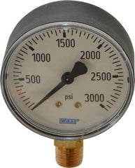 Wika - 2-1/2" Dial, 1/4 Thread, 0-3,000 Scale Range, Pressure Gauge - Lower Connection Mount, Accurate to 3-2-3% of Scale - All Tool & Supply