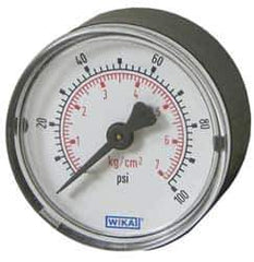 Wika - 3-1/2" Dial, 1/4 Thread, 0-200 Scale Range, Pressure Gauge - U-Clamp Panel Mount, Center Back Connection Mount, Accurate to 3-2-3% of Scale - All Tool & Supply