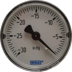 Wika - 2" Dial, 1/4 Thread, 30-0 Scale Range, Pressure Gauge - Center Back Connection Mount, Accurate to 3-2-3% of Scale - All Tool & Supply