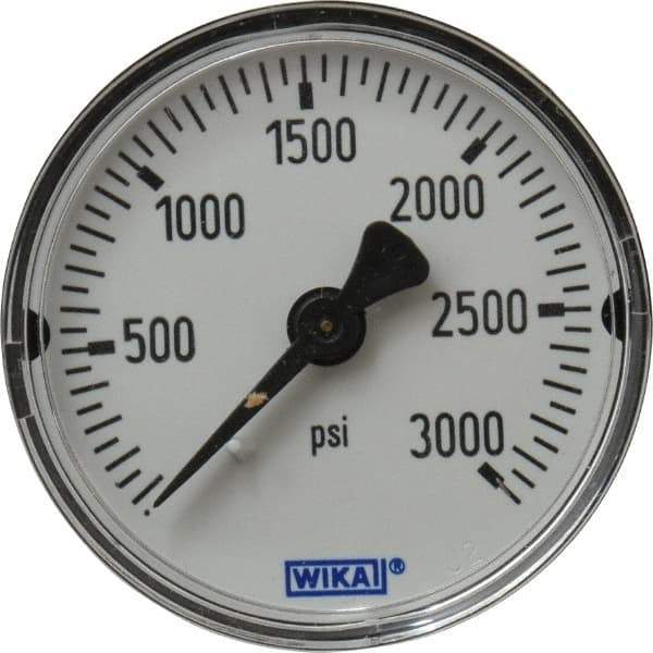 Wika - 2" Dial, 1/4 Thread, 0-3,000 Scale Range, Pressure Gauge - Center Back Connection Mount, Accurate to 3-2-3% of Scale - All Tool & Supply