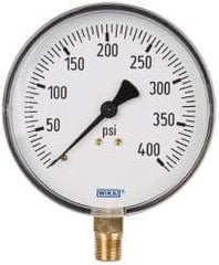 Wika - 4" Dial, 1/4 Thread, 0-400 Scale Range, Pressure Gauge - Lower Connection Mount, Accurate to 3-2-3% of Scale - All Tool & Supply