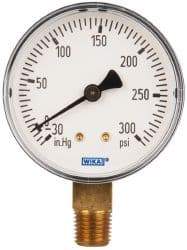 Wika - 2-1/2" Dial, 1/4 Thread, 30-0-300 Scale Range, Pressure Gauge - Lower Connection Mount, Accurate to 3-2-3% of Scale - All Tool & Supply