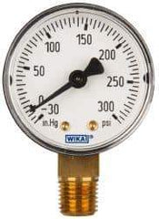 Wika - 2" Dial, 1/4 Thread, 30-0-300 Scale Range, Pressure Gauge - Lower Connection Mount, Accurate to 3-2-3% of Scale - All Tool & Supply