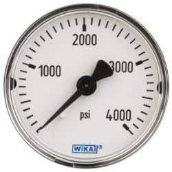 Wika - 2" Dial, 1/4 Thread, 0-4,000 Scale Range, Pressure Gauge - Center Back Connection Mount, Accurate to 3-2-3% of Scale - All Tool & Supply