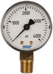 Wika - 2" Dial, 1/4 Thread, 0-4,000 Scale Range, Pressure Gauge - Lower Connection Mount, Accurate to 3-2-3% of Scale - All Tool & Supply