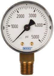 Wika - 2" Dial, 1/4 Thread, 0-5,000 Scale Range, Pressure Gauge - Lower Connection Mount, Accurate to 3-2-3% of Scale - All Tool & Supply