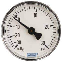 Wika - 2" Dial, 1/4 Thread, 30-0-30 Scale Range, Pressure Gauge - Center Back Connection Mount, Accurate to 3-2-3% of Scale - All Tool & Supply