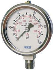 Wika - 2-1/2" Dial, 1/4 Thread, 0-300 Scale Range, Pressure Gauge - Lower Connection Mount, Accurate to 2-1-2% of Scale - All Tool & Supply