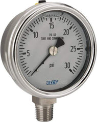 Wika - 2-1/2" Dial, 1/4 Thread, 0-30 Scale Range, Pressure Gauge - Lower Connection Mount, Accurate to 2-1-2% of Scale - All Tool & Supply