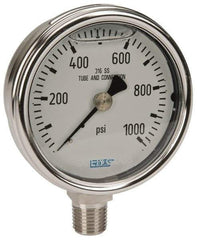 Wika - 2-1/2" Dial, 1/4 Thread, 0-1,000 Scale Range, Pressure Gauge - Lower Connection Mount, Accurate to 2-1-2% of Scale - All Tool & Supply