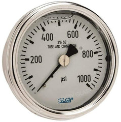 Wika - 2-1/2" Dial, 1/4 Thread, 0-1,000 Scale Range, Pressure Gauge - Center Back Connection Mount, Accurate to 2-1-2% of Scale - All Tool & Supply