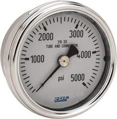 Wika - 2-1/2" Dial, 1/4 Thread, 0-5,000 Scale Range, Pressure Gauge - Center Back Connection Mount, Accurate to 2-1-2% of Scale - All Tool & Supply