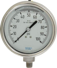 Wika - 4" Dial, 1/4 Thread, 0-100 Scale Range, Pressure Gauge - Lower Connection Mount, Accurate to 1% of Scale - All Tool & Supply