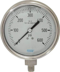 Wika - 4" Dial, 1/4 Thread, 0-600 Scale Range, Pressure Gauge - Lower Connection Mount, Accurate to 1% of Scale - All Tool & Supply